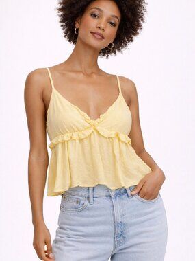 Garage Yellow Ruffle Babydoll Cami Top Size XL